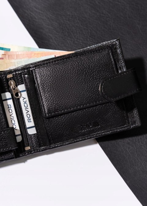 Duży pojemny portfel męski ze skóry naturalnej R-N992L-PDM-3272 BLA