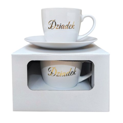Filiżanka ze spodkiem w kartoniku złoty napis Dziadek