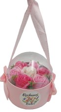 Flowerbox kwiaty mydlane w pudełku koszyk Kochana Babcia