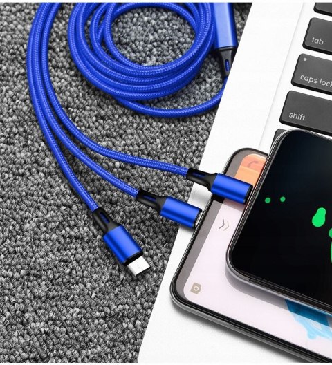 Kabel usb typ -C micro USB lightning iphone szybkie ładowanie 3w1 PID1387