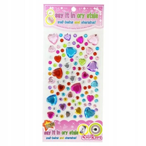 Kryształki samoprzylepne kolorowe naklejki dżety perełki cyrkonie serca PID0325