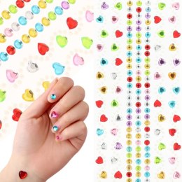 Kryształki samoprzylepne kolorowe naklejki dżety perełki serduszka mix PID1132