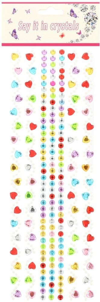 Kryształki samoprzylepne kolorowe naklejki dżety perełki serduszka mix PID1132