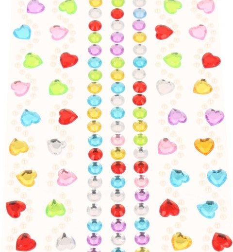 Kryształki samoprzylepne kolorowe naklejki dżety perełki serduszka mix PID1132