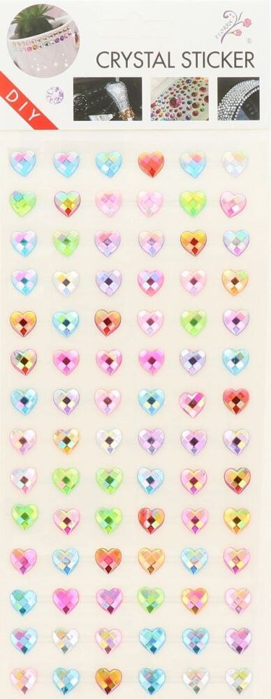 Kryształki samoprzylepne kolorowe naklejki dżety serca 84 szt SERDUSZKA PID0725