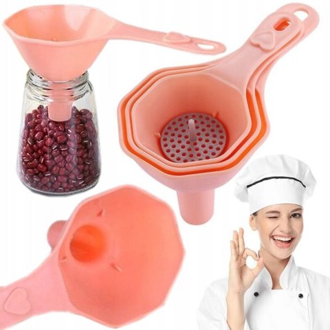 Lejek kuchenny do słoików oleju zestaw 3szt. + sitko mix PID5092