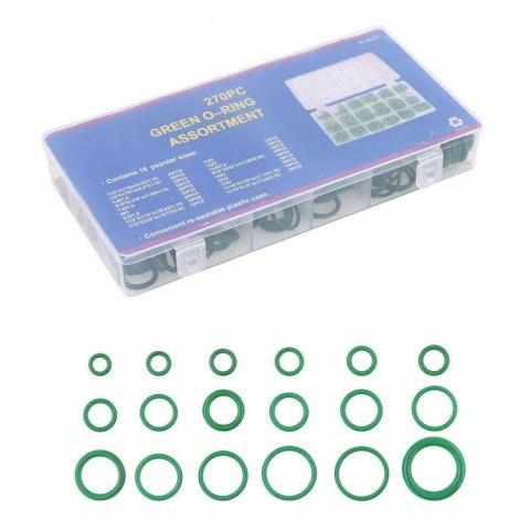 Oringi uszczelki gumowe gumki zestaw oringów uszczelek 270 szt. ZIELONE V2 PID1818