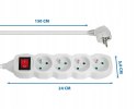 Przedłużacz listwa zasilająca 4 gniazda włącznik 1,5 metra biała ELK212W
