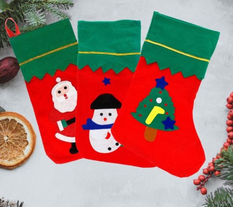 Skarpeta na prezenty świąteczna na kominek skarpety Św. Mikołaja mix PID1293