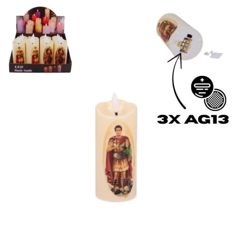 Świeca LED na baterie 3 X AG13, święta wys.11cm. śr.5cm 11656