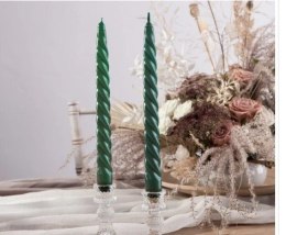 Świeca fortepianowa kręcona 10szt zielona | SF-001