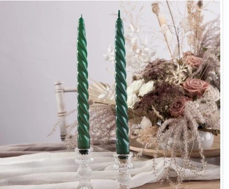 Świeca fortepianowa kręcona 10szt zielona | SF-001