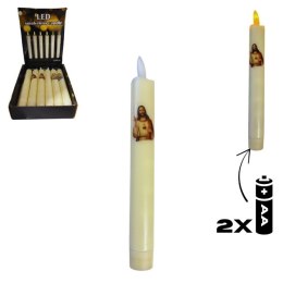 Świeca stołowa beżowa led na baterie ŚWIĘTE 2 x AA 19 x 2,2cm. 11679