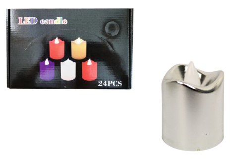 Świeca świeczka led na baterie ze stałym płomieniem światło ciepłe 4,6 x 3,6 cm SREBRNA XLY-101S