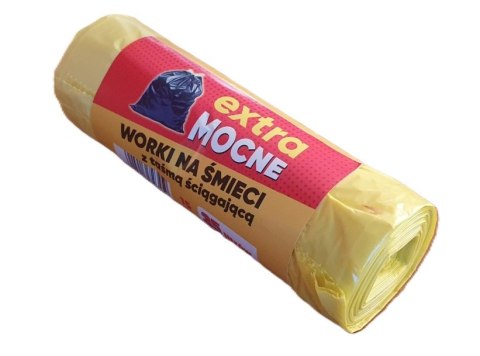 Worki na śmieci z taśmą ściągającą 35L MOCNE żółte na odpady plastik metal puszki