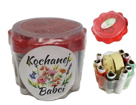 Zestaw krawiecki nici+ igły+ metr w etui niezbędnik Kochanej Babci