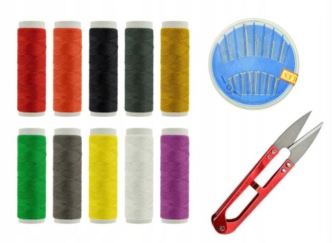 Zestaw nici do szycia ręcznego wyszywania igły nożyczki krawieckie 12 el PID1023