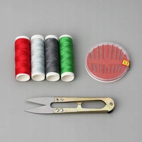 Zestaw nici do szycia ręcznego wyszywania igły nożyczki krawieckie 12 el PID1023