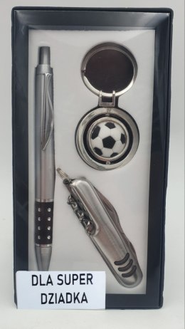 Zestaw prezentowy brelok piłka, scyzoryk, długopis dla Super Dziadka