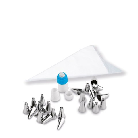 Zestaw rękaw cukierniczy dekorator do ciast i tortów 24 końcówki 50 rękawów 3 adaptery