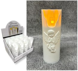 Znicz wkład led plastik z aniołkiem 5,2 x 15cm światło białe ciepłe AE-A7171