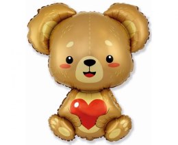 Balon foliowy 85 x 69 cm FX - Miś z serduszkiem pakowany C901856