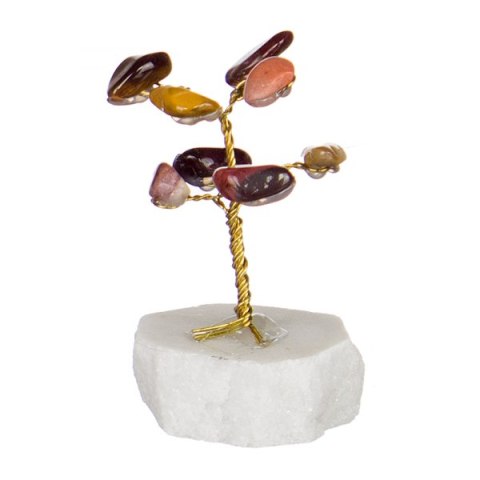 Drzewko szczęścia. 8 kamieni szlachetnych, różne rodzaje. Średnica 4 cm wys. 6 cm.