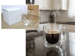 Kubek szklanka z uchem 310ml. podwójna ścianka 11 x9cm SZC-50510