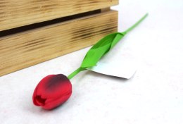 Kwiat TULIPAN gumowy wys. 41 cm (kwiat 4,5 x 3,5 cm) BORDOWY cieniowany MH-133D