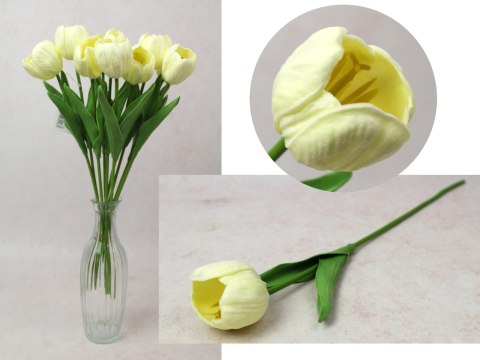 Kwiat TULIPAN piankowy wys. 40 cm (kwiat 5 x 4 cm) ŚMIETANOWY MZ-482D