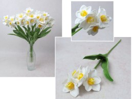 Kwiat ŻONKIL piankowy wys. 40 cm (4 kwiaty 6 x 3 cm) BIAŁY z żółtym środkiem MZ-481A