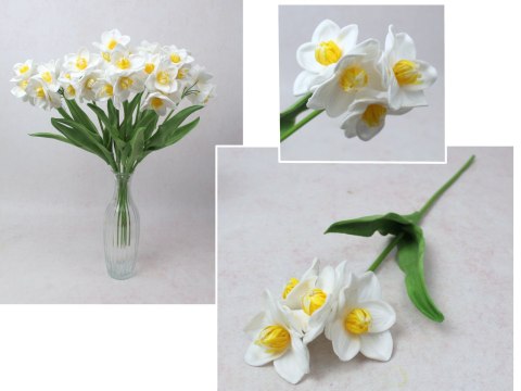 Kwiat ŻONKIL piankowy wys. 40 cm (4 kwiaty 6 x 3 cm) BIAŁY z żółtym środkiem MZ-481A