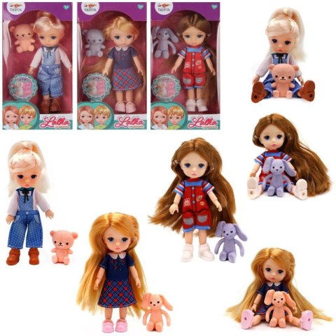 Lalka dziewczynka z przytulanką 9 x 17 x 5 cm A-2219