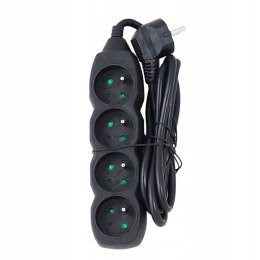 Listwa zasilająca przedłużacz sieciowy 4 gniazda 1,5m czarna ELK205K