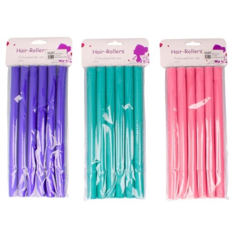 Papiloty wałki gumowe do włosów 6szt. śr.1,8cm. dł.24cm.