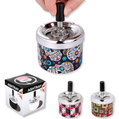 Popielniczka stalowa automatyczna kręcona okrągła śr.8cm.