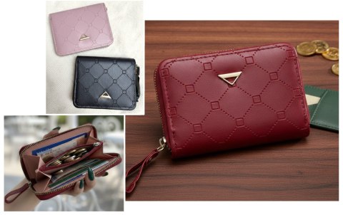 Portfel damski KWADRACIKI 10,5 x 8,5 cm mix kolor POC-50520