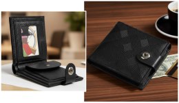 Portfel pionowy męski ROMBY 12 x 9 cm POC-50503