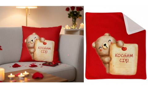 Poszewka na poduszkę KOCHAM CIĘ! MIŚ 40 x 40 cm MTO-PW05