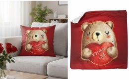 Poszewka na poduszkę KOCHAM CIĘ MIŚ ciemnoczerwona 40 x 40 cm MTO-PW06