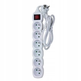 Przedłużacz sieciowy listwa zasilająca z włącznikiem 16A 1,5m 6 gniazd BIAŁA ELK217W