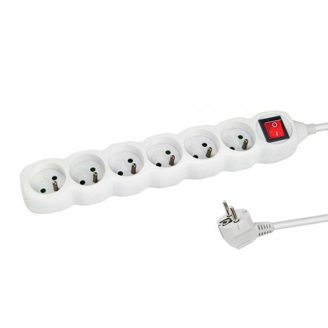 Przedłużacz sieciowy listwa zasilająca z włącznikiem 16A 1,5m 6 gniazd BIAŁA ELK217W