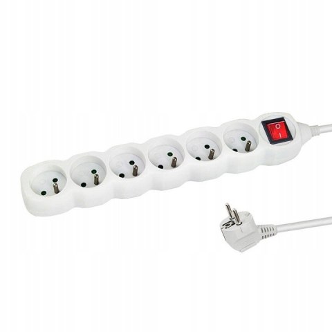 Przedłużacz sieciowy listwa zasilająca z włącznikiem 16A 1,5m 6 gniazd BIAŁA ELK217W