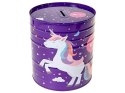 Skarbonka duża metalowa puszka 15 x 13,5cm wzór jednorożce