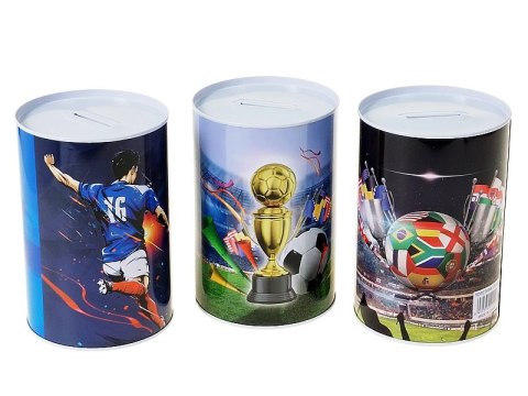 Skarbonka metalowa puszka 15 x 13,5cm wzór piłka nożna