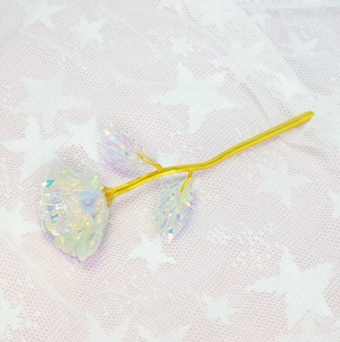 Wieczna róża plastikowa 18 x 6,5cm holograficzna VAK2403W