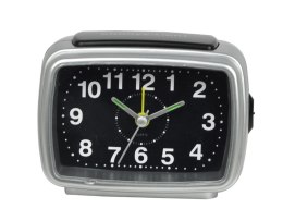 Zegar budzik plastikowy srebrny 11,7 x 6,6 x 8,4 cm