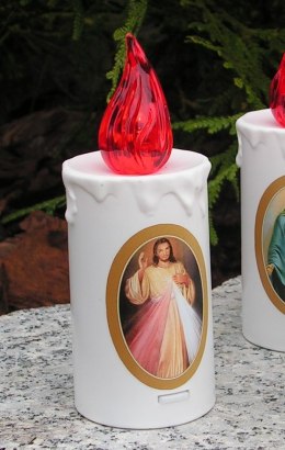 Znicz na baterie TERCIO MINI biały święte motywy