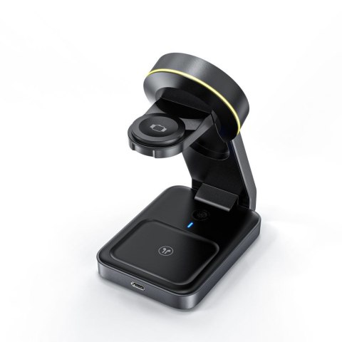 Ładowarka indukcyjna 3w1 ze stojakiem na smartfon Apple Watch AirPods MagSafe - czarna