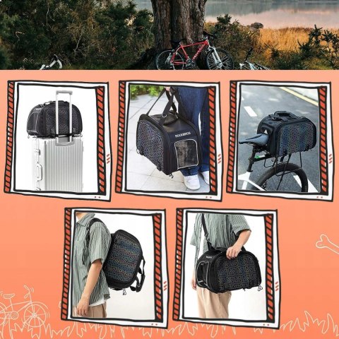 Torba rowerowa składana do transportu psa kota - czarna